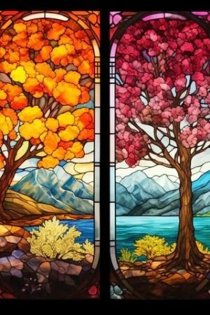 Four Seasons Stained Glass - DIY Craft Project 40*50