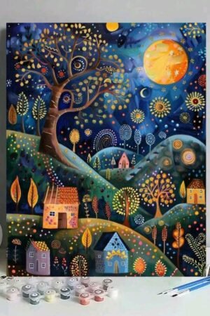 Village Under Moonlight