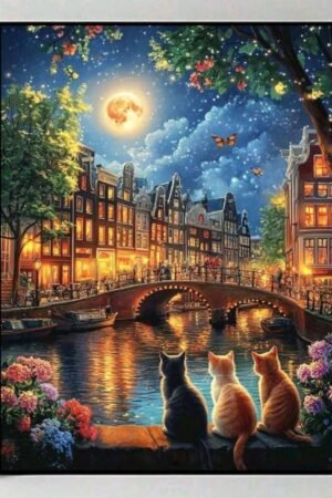 Three Little Kittens Landscape - DIY Craft Project 40*50