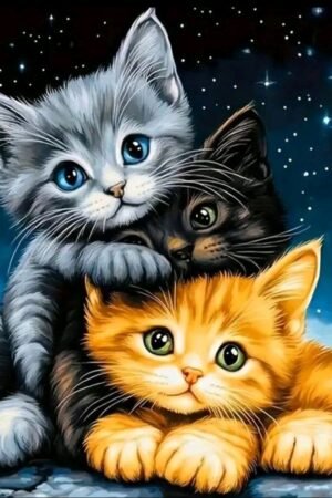 3 Cute Cats - DIY Craft Project 40*40