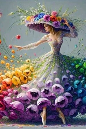 Woman with flower dress- DIY Craft Project 40*40