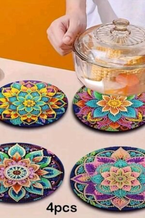 4 PCs Diamond Painting Coasters Big size