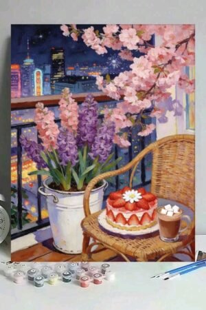 Cake And Flowers At Balcony