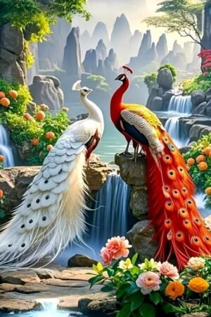 2 Peacocks - DIY Craft Project 40*40