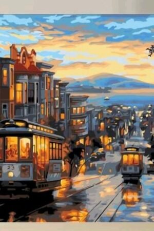 Dusk Tram Street Scene