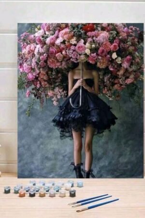 Girl with flowers umbrella