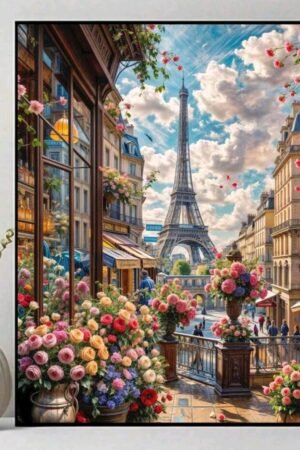 Eiffel Tower And Flowers - DIY Craft Project 30*40