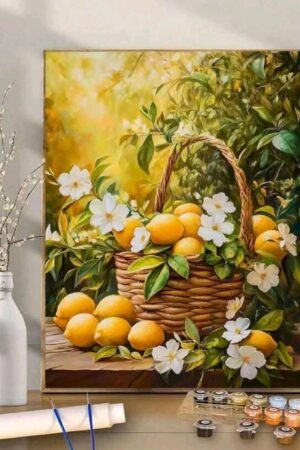 Fresh Yellow Lemon & White Flowers Basket