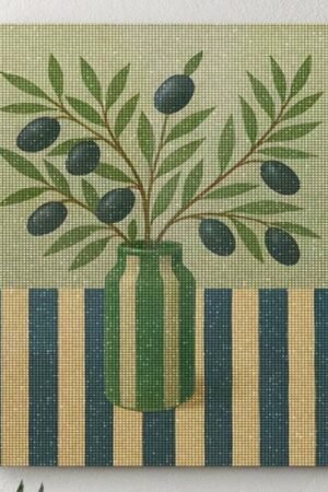 Olive Branch With Vase - DIY Craft Project 30*40